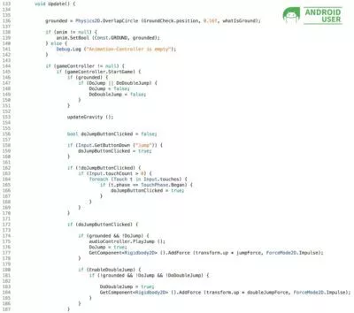 Ein beispielhafter Code-Schnipsel für den Player-Controller.