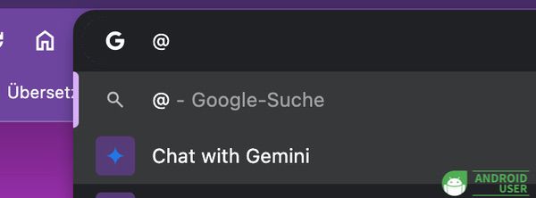 Tippe ein @ in die Adresszeile des Chrome Browsers, um Google Gemini aufzurufen