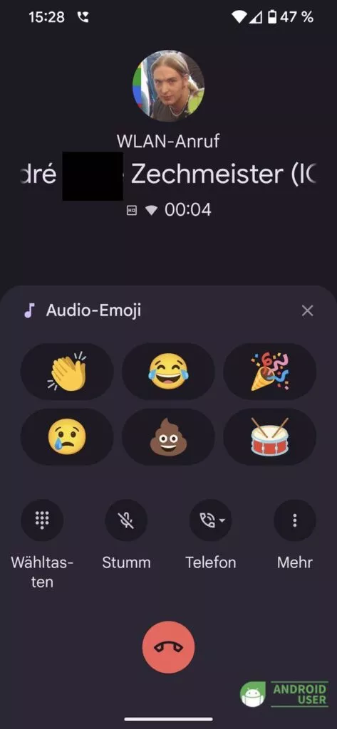 Sechs verschiedene Audio Emojis in der Google Telefon App