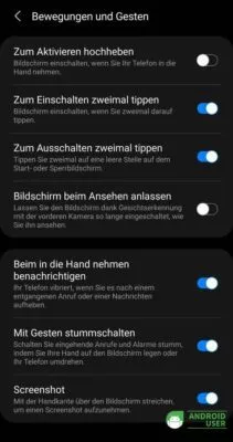 Android Screenshot Geste auf dem Samsung