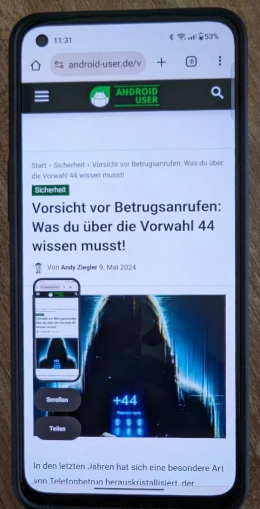 Scroll Screenshot auf OnePlus