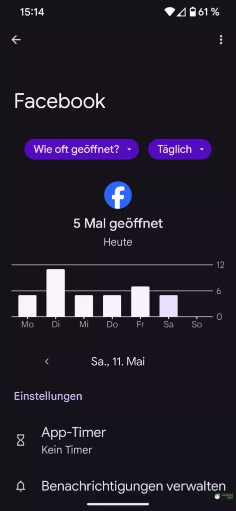 Wie oft hast du eine App geöffnet. Digital Wellbeing zeigt es dir