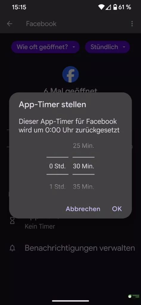 App Timer stellen, um die App Zeit zu begrenzen
