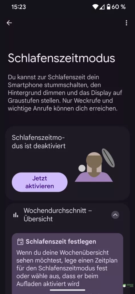Schlafenszeitmodus für die Android Bildschirmzeit