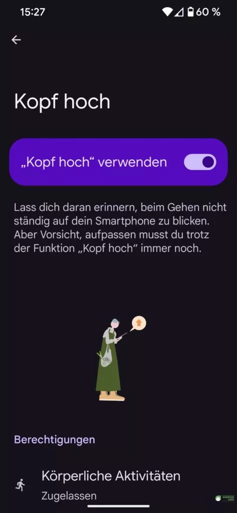 Kopf hoch in Digital Wellbeing