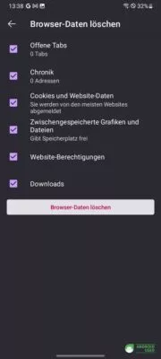 Cookies löschen Android Firefox Browser