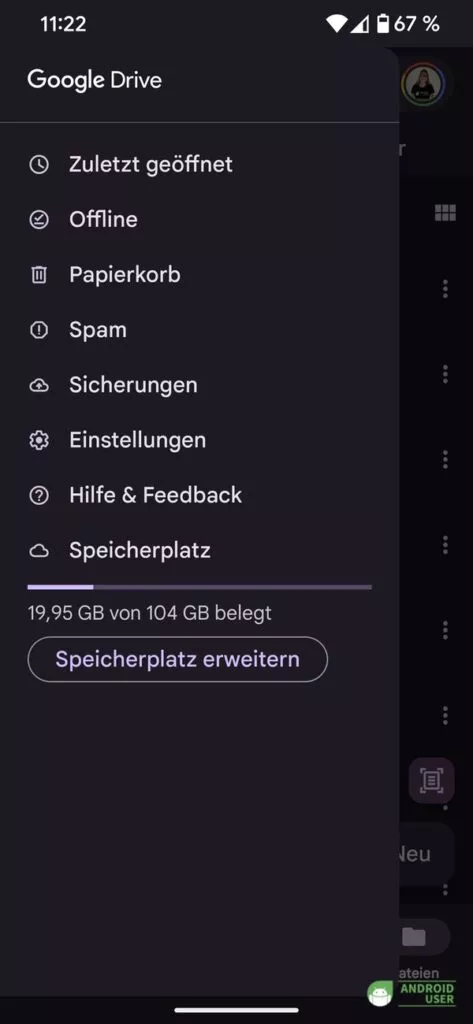 Android Papierkorb in Google Drive