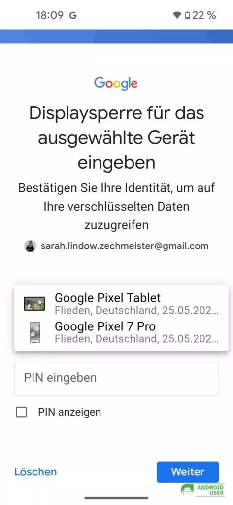 Pixel 5 ist im Mein Gerät finden Netzwerk