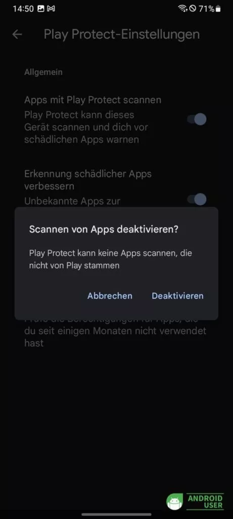 Google Play Protect ist deaktiviert
