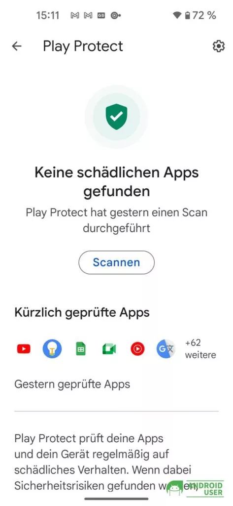 Google Play Protect scannt dein Smartphone