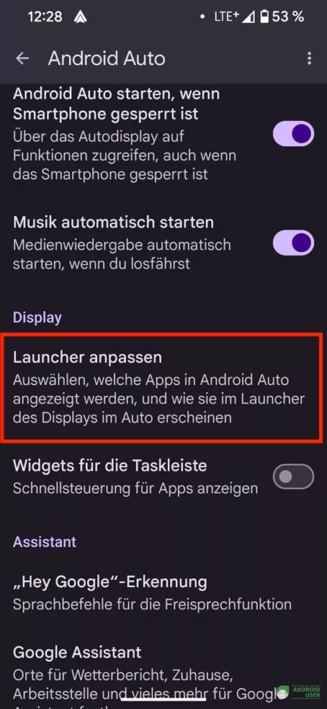 Android Auto Launcher anpassen
