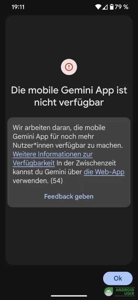 Im Mai war die Gemini App noch nicht verfügbar