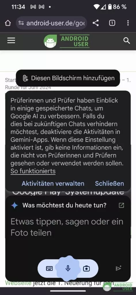 Gemini in Google Chrome öffnen