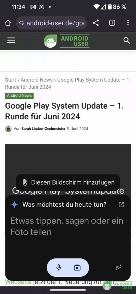 Diesen Bildschirm Gemini hinzufügen