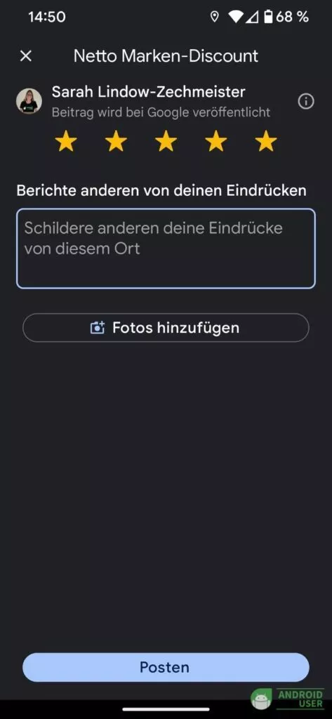Schreibe einen Text und füge Bilder hinzu für deine Google Rezensionen