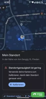 Ist die Standortgenauigkeit gering, kannst du den Kompass kalibrieren