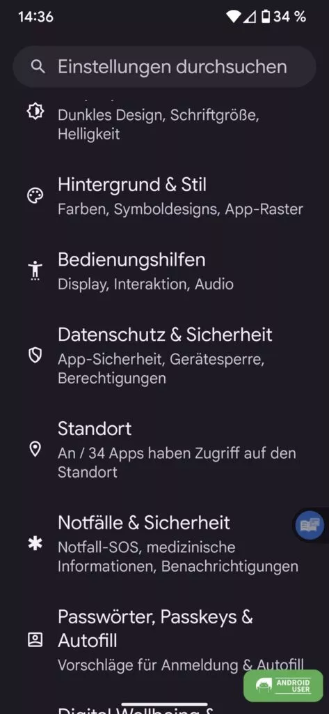 Öffne in den Einstellungen die Bedienungshilfen