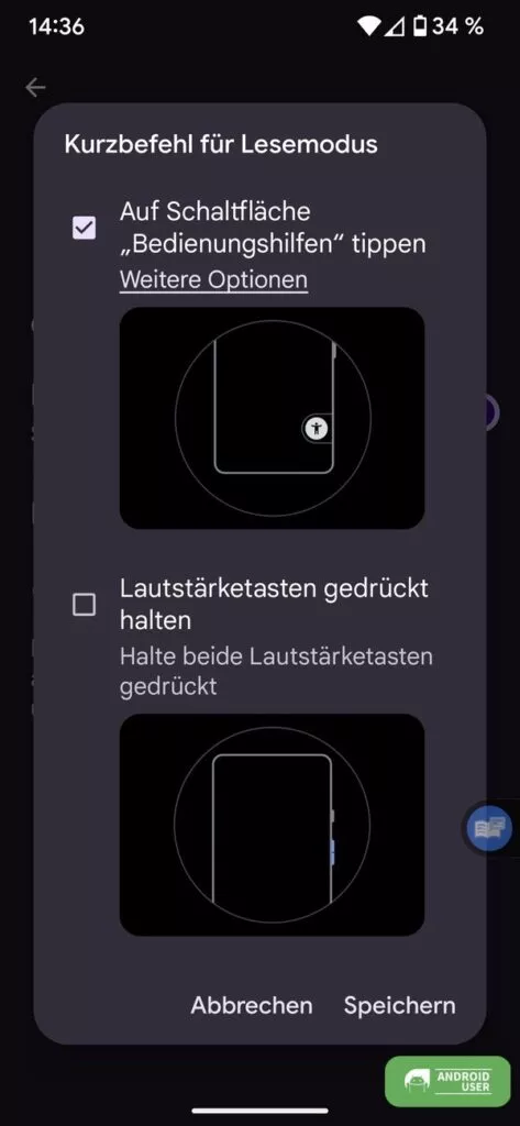 Wähle Bedienfeld oder Lautstärketasten