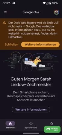 Dark Web Report in Google One wird beendet