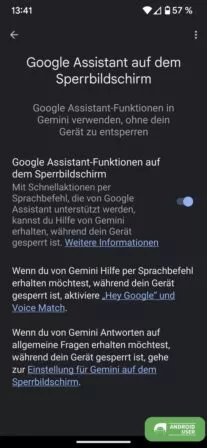 Google Assistant Funktionen auf dem Sperrbildschirm