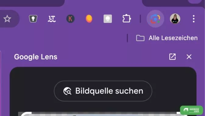 Das Lens Symbol erscheint in der Symbolleiste