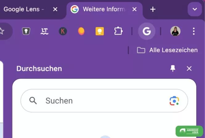 Das Google G ermöglicht die schnelle Suche mit Lens