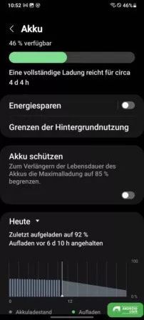 Akku schützen auf dem Samsung Phone