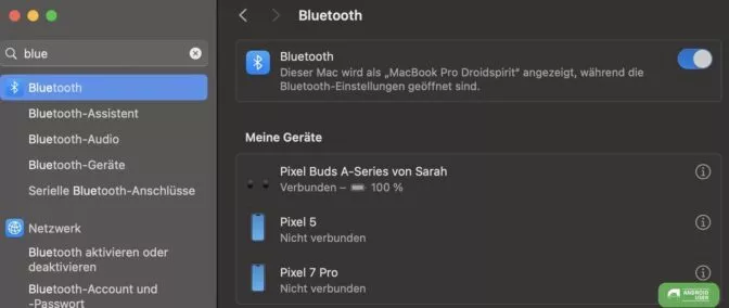 Die Pixel Buds müssen per Bluetooth mit deinem PC verbunden sein