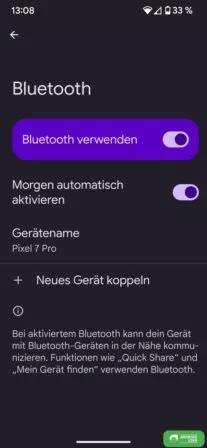 Bluetooth automatisch aktivieren in Android 15