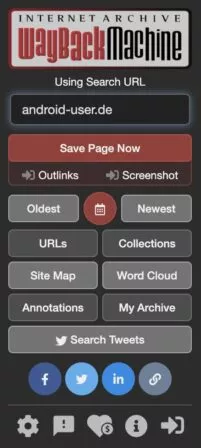Die Wayback Machine ist ebenfalls für verschiedene Browser als Extension bzw. Add-on verfügbar.