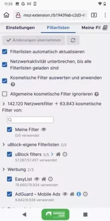 uBlock Origin Filterlisten