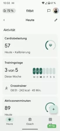 Fitbit Cardio Belastung auf der Pixel Watch 1 verfügbar