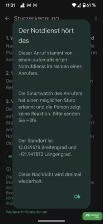 Pixel Watch Sturzerkennung: Info für den Rettungsdienst