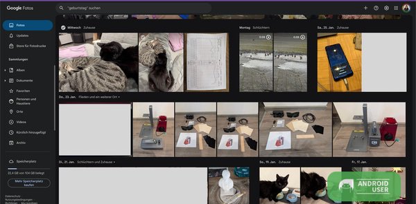 Google Fotos im Web mit Dark mode