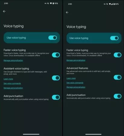 Gboard, Umbenennung der Spracheingabe mit Assistant