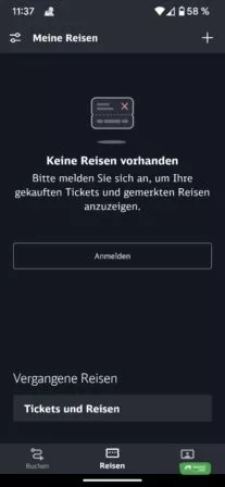 Gebuchte Reisen im DB Navigator