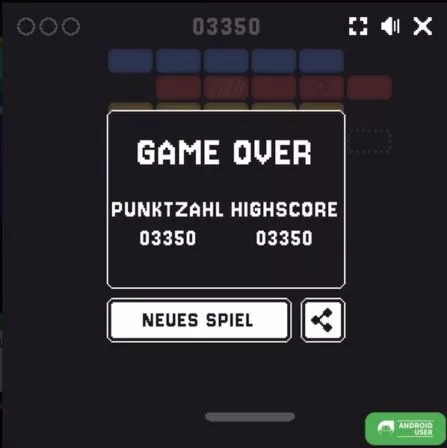 Nach deinem Game Over gibt es die erzielten Punkte im Google Block Breaker Browsergame