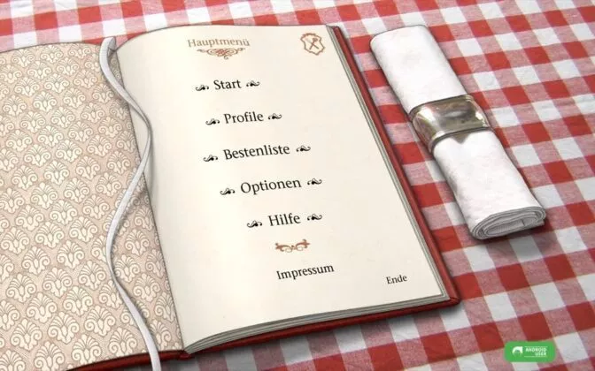 Sarah Wiener Kochspiel, Menükarte