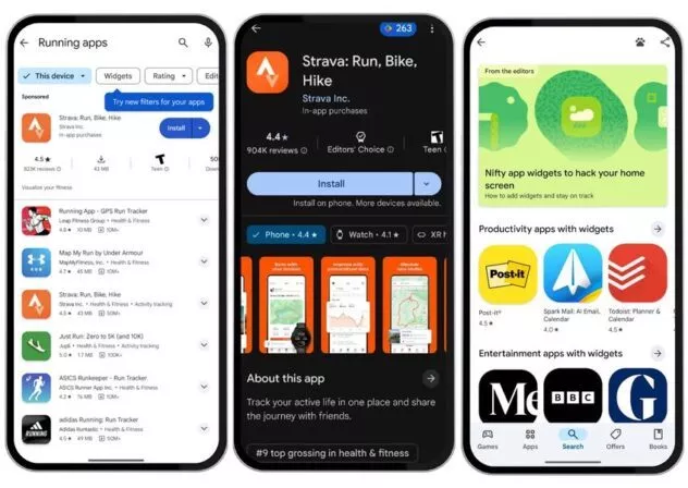Google Play Store neue Widgets
