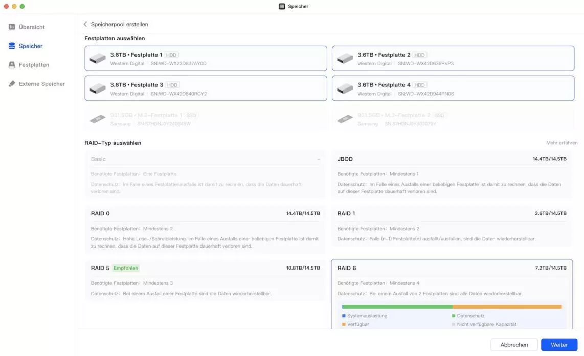 UGREEN NAS Speicherpool und Volume erstellen