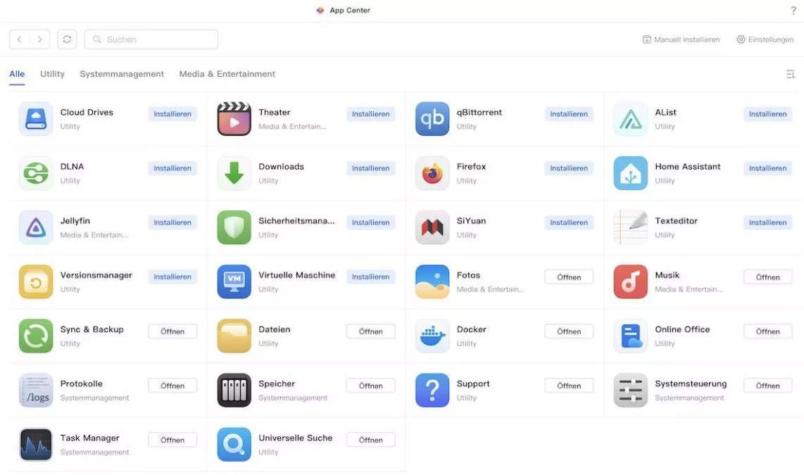 App Center UGREEN NAS