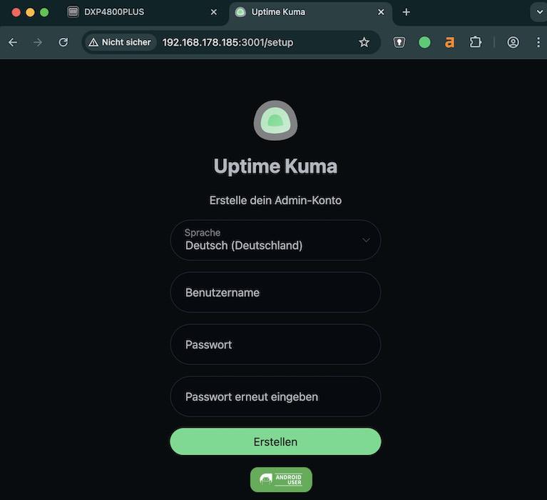 Uptime-Kuma-Instanz aufrufen
