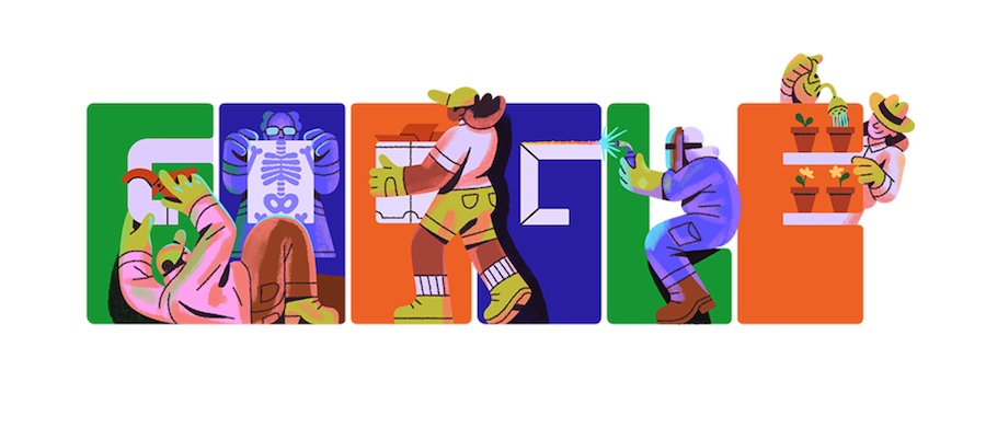 Google Doodle zum Tag der Arbeit am 1. Mai 2025