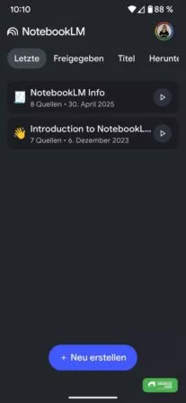 NotebookLM App für Android und iOS