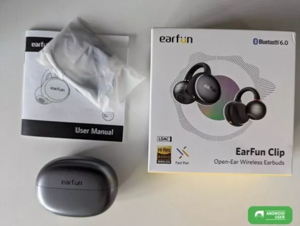 Lieferumfang der EarFun Clip Open Ear Kopfhörer
