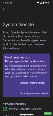 Die Systemdienste sind derzeit als Beta Programm vorhanden