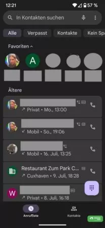 Die neue Startseite der Telefon App von Google