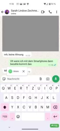 Ein weiterer Vorschlag der Android System Intelligence in WhatsApp