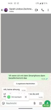 Ein Vorschlags-Chip über Android System Intelligence in WhatsApp