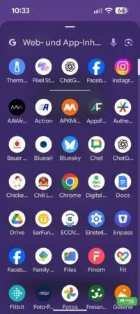 Der neue App Drawer in Android 16